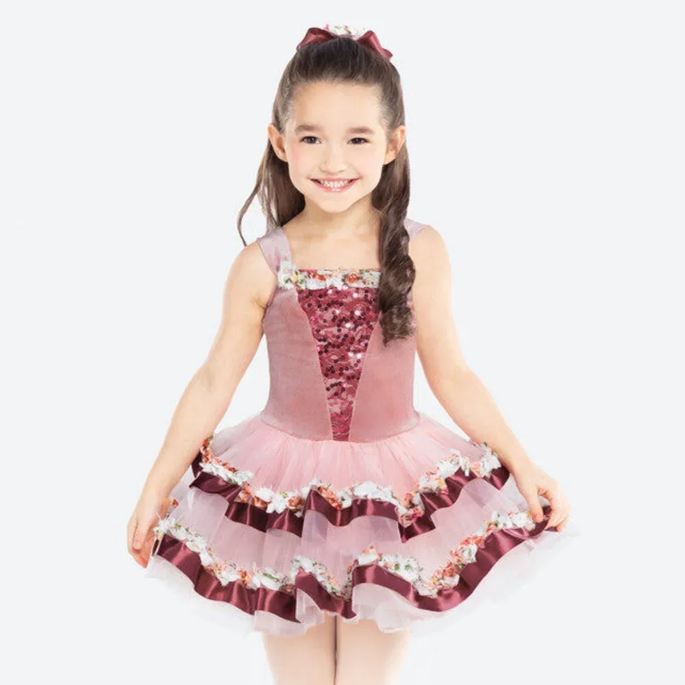 Pre-Owned Dance Costume XL Child Red Revolution RC22746 Ballet Pointe YAGP Flor